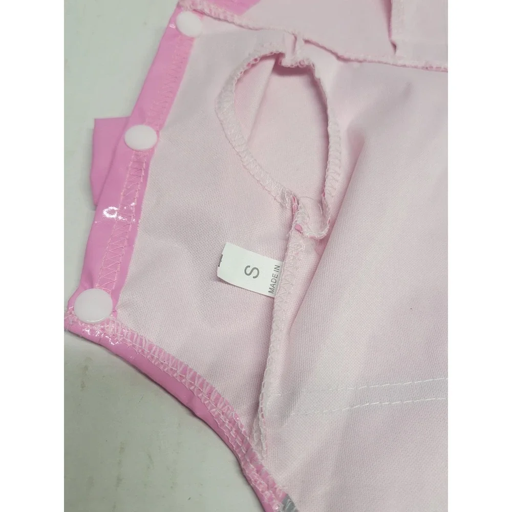 Pink Glossy Pet Raincoat Reflective Stripes Hooded Small Dog Cat Jacket‎ S